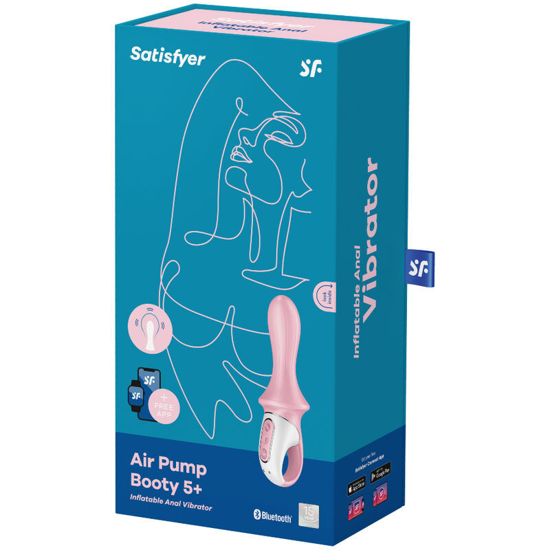 Vibrator anal gonflabil Satisfyer Air Pump Booty 5+ pink (20.5cm) - 2 | YEO