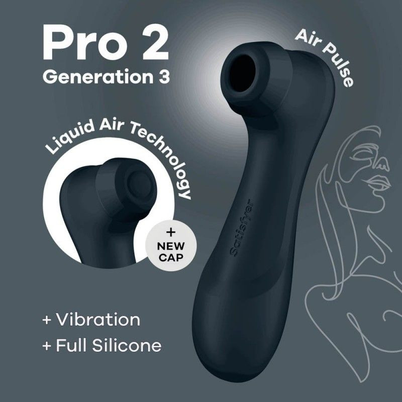 Vibrator clasic cu undă de presiune cu tehnologie Air Pulse Pro 2 Generation 3 with Liquid Air black