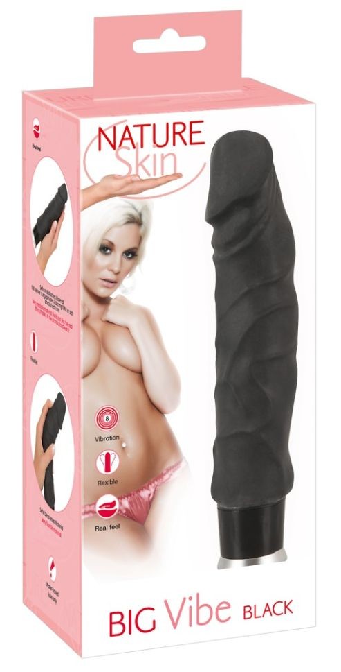 Vibrator clasic realist, flexibil, cu 8 moduri de vibratie Big Vibe, black (23 cm) - 1 | YEO