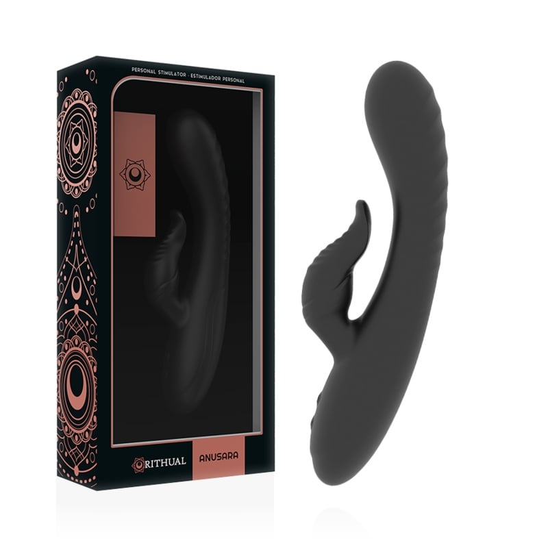 Vibrator Iepuras cu stimulare clitoridian si G-Spot RITHUAL - ANUSARA Negru