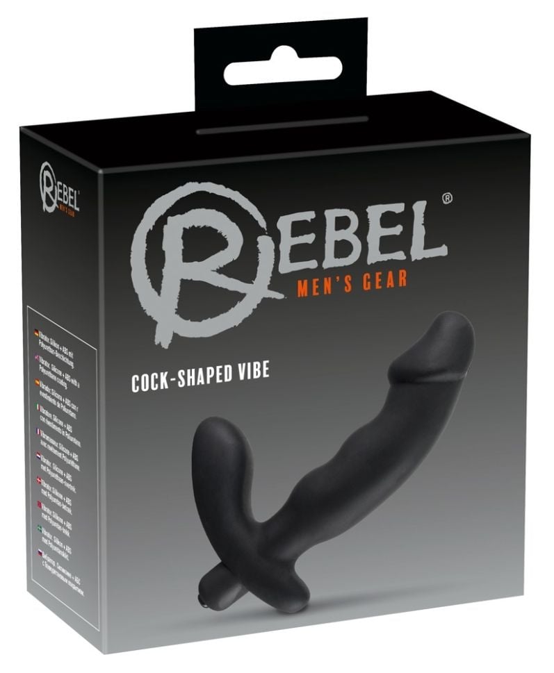 Vibrator negru cu ax ușor ondulat și gland mare la vârf Prostate Vibrator (15 cm)