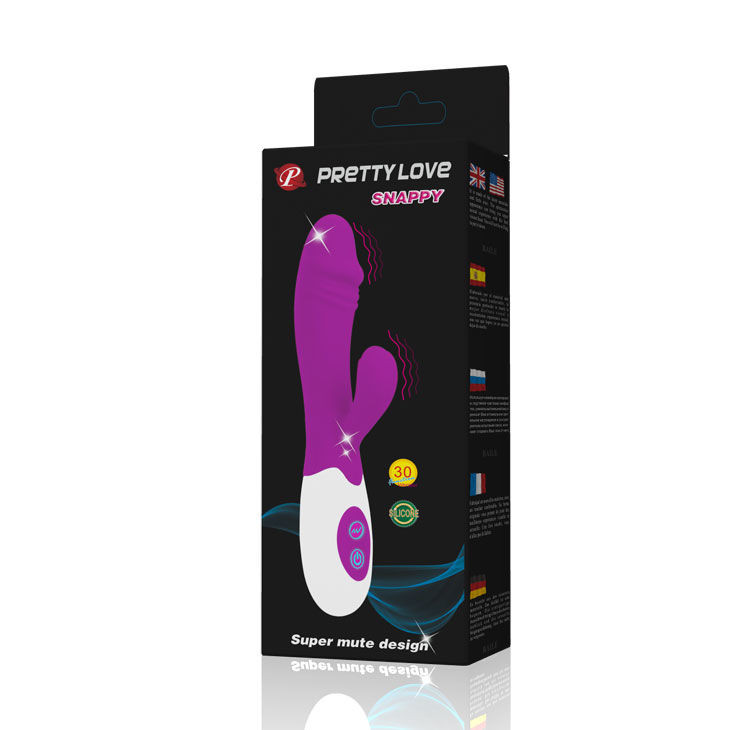 Vibrator rabbit cu dubla stimulare, din silicon Vibrator Pretty Love Snappy 19.5cm