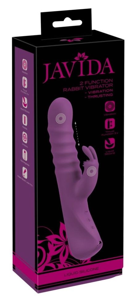 Vibrator Rabbit cu un stimulator de clitoris Silicon lichid - miscare de impingere, Javida