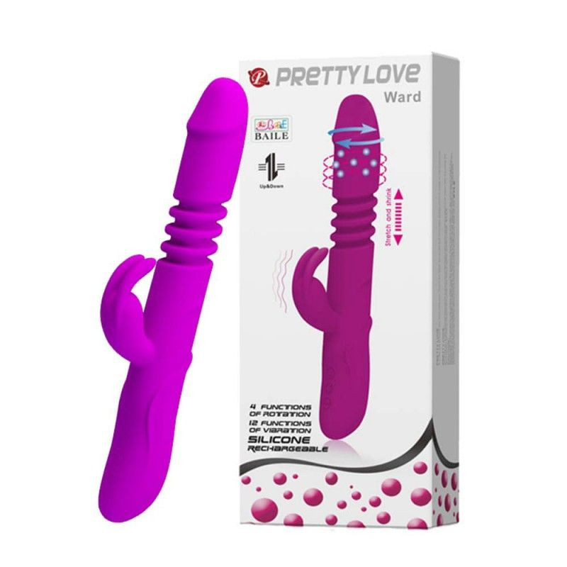 Vibrator rabbit high tech din silicon cu miscare inainte-inapoi Vibrator Pretty Love Ward In-Out 26cm