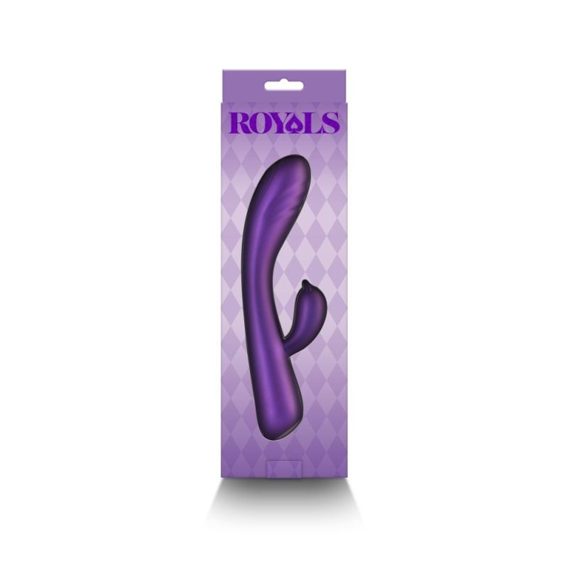 Vibrator rafinat din silicon, cu stimulator clitoridian Royals - Duchess -Metallic Purple (21.2cm) - 1 | YEO