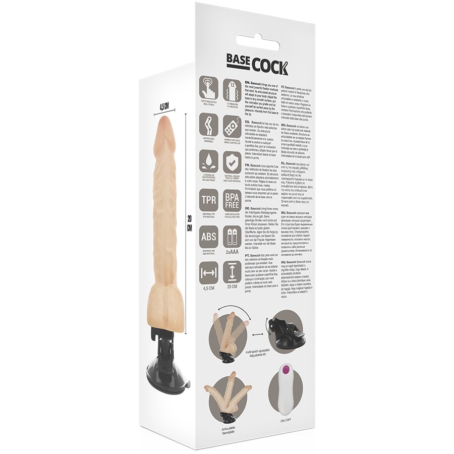 Vibrator Realistic Articulat cu Telecomandă Flesh 20 cm - Ø 4.5 cm BASECOCK -