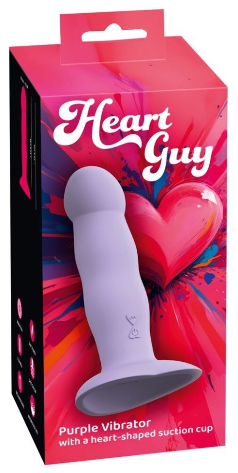 Vibrator Silicon Heart Guy Purple 19.5cm