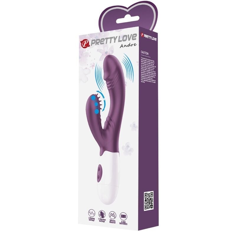 Vibrator stimulator dual Pretty Love - Andre Rabbit Vibrator & G-Point Stimulator (Purple)