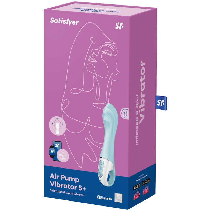 Vibrator stimulator punct G gonflabil Satisfyer Air Pump Vibrator 5+ Inflatable G-Spot Vibrator APP Blue