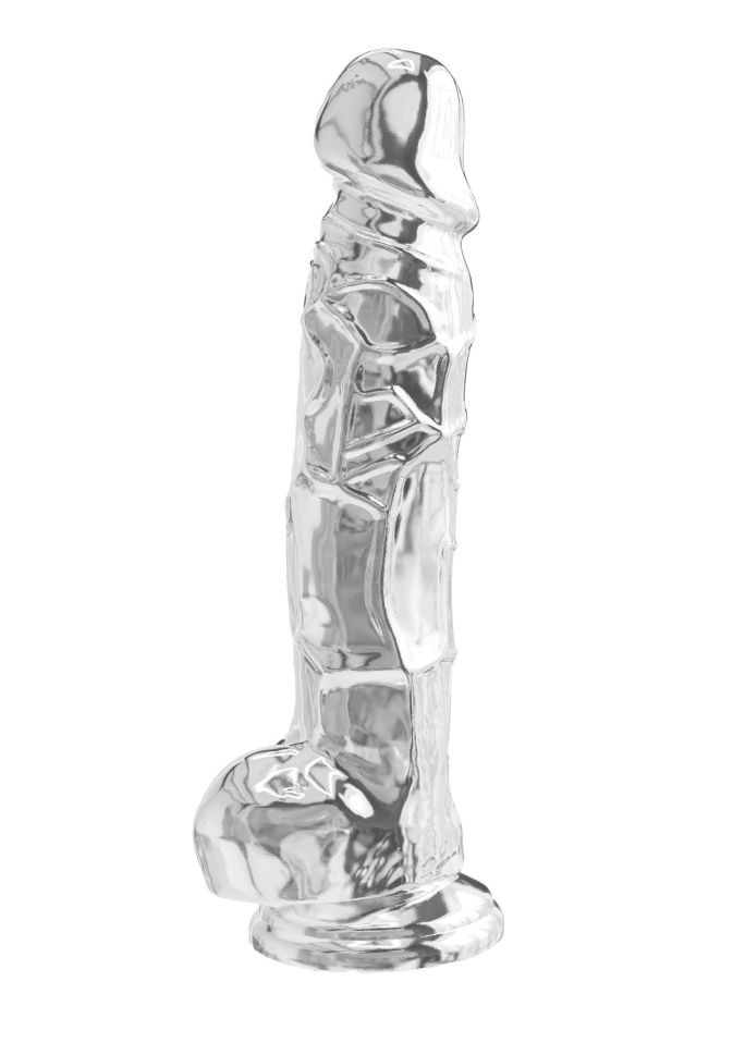 Clear Dildo w. Balls 8 inch (22.5 cm)