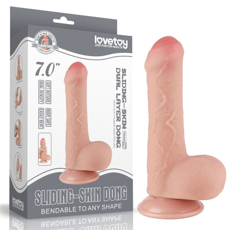 DILDO 7\'\' SLIDING SKIN DUAL LAYER DONG FLESH (18.3cm)