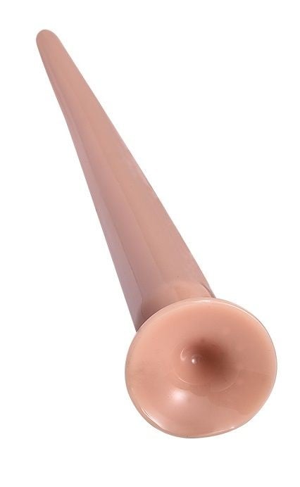 Dildo ascutit de dimensiuni mari, cu ventuza de fixare Dildo Deep Inside, natural, (34 cm)