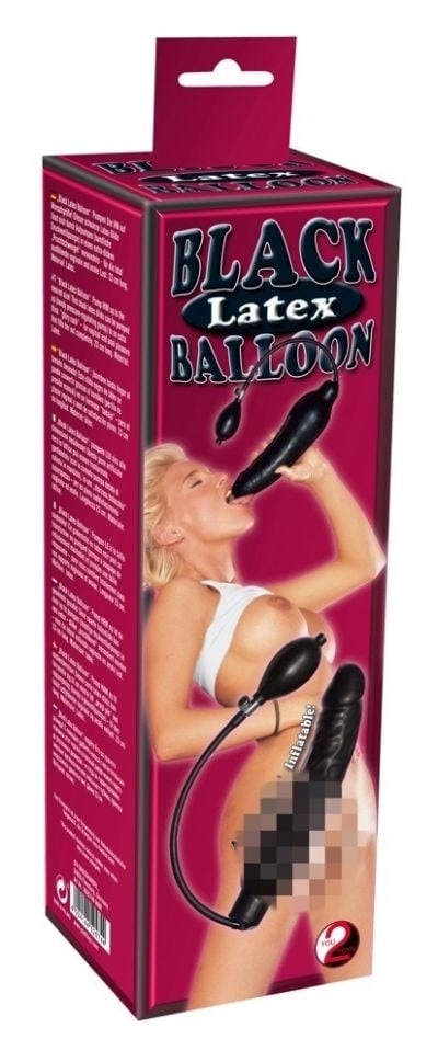 Dildo cu pompa Black Latex Balloon (23 cm)