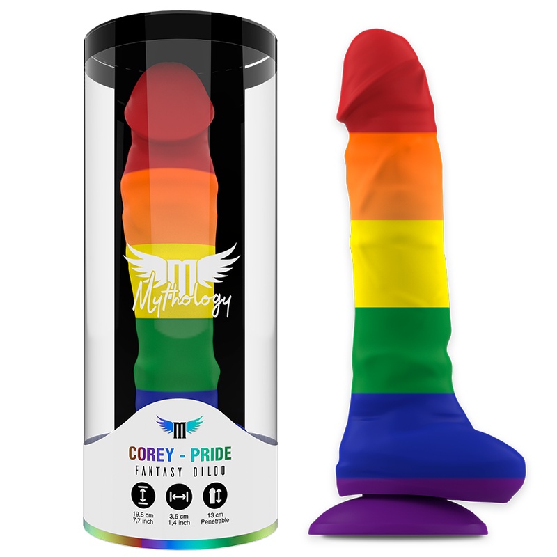 Dildo cu ventuza din silicon super flexibil MYTHOLOGY - COREY PRIDE DILDO marime L