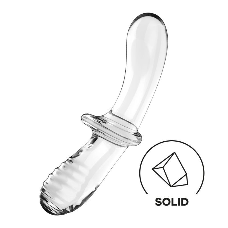 Dildo dublu din sticla borosilicata solida Satisfyer Double Crystal transparent (20cm) - 3 | YEO