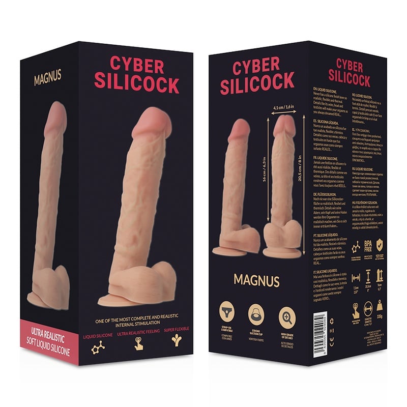 Dildo in forma de penis realist din silicon lichid CYBERSILICOCK Magnus 20 cm diametru 4.1 cm - 3 | YEO