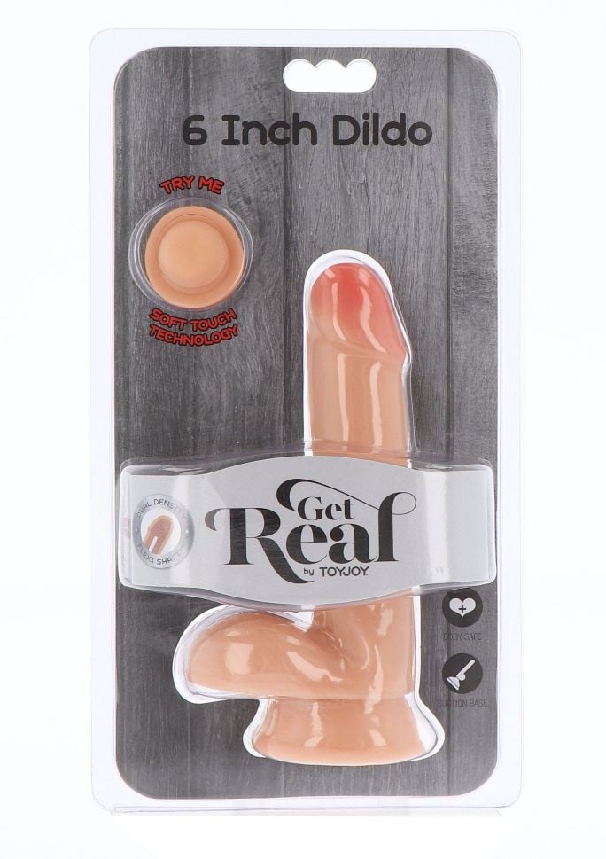 Dildo premium, ce imita perfect pielea umana Dual Density Dildo 6 inchi Balls - 1 | YEO