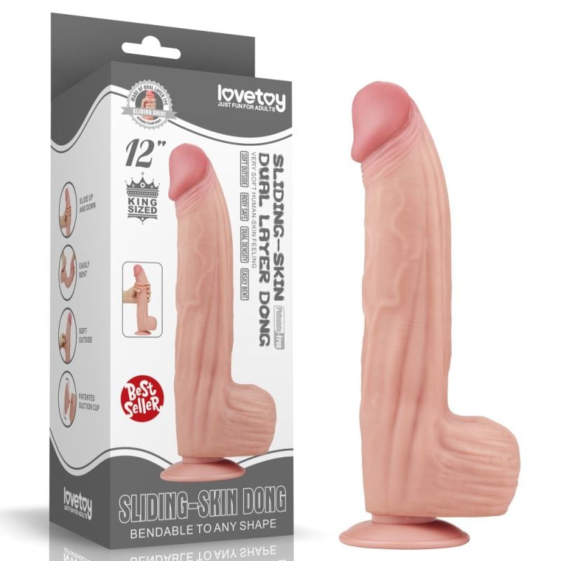 Dildo realist gigantic 12\'\' King Sized Sliding Skin Dual Layer Dong (31cm)