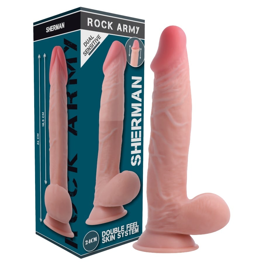 Dildo realistic The Dual Density Sherman Dimensiune 24 cm x 4,46 cm