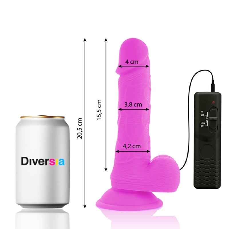 Dildo vibrator flexibil mov 20 cm diametru 4.2 cm Diversia