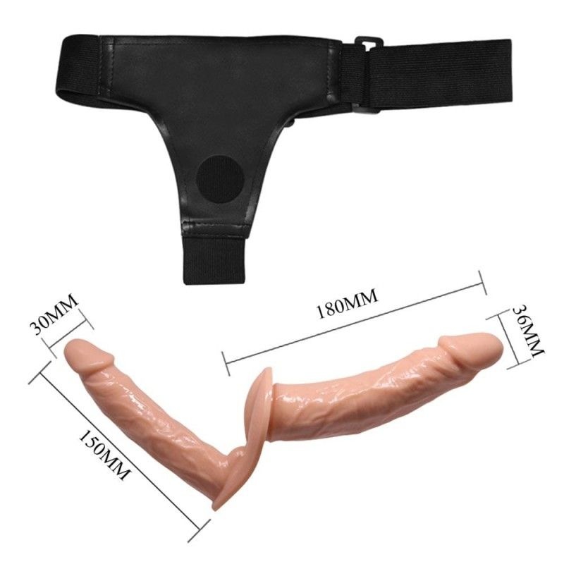 Ham elastic reglabil cu dildo cu doua capete (18cm- 15cm) - 2 | YEO