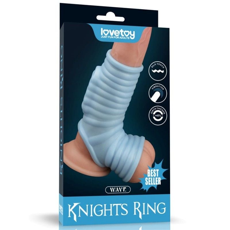 Inel erectie cu vibratii Vibrating Wave Knights Ring with Scrotum Sleeve