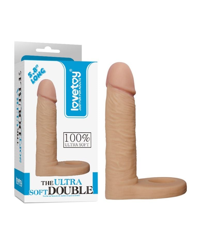 Inel penis stimulare anala The Ultra Soft Double (inserabil 13cm)