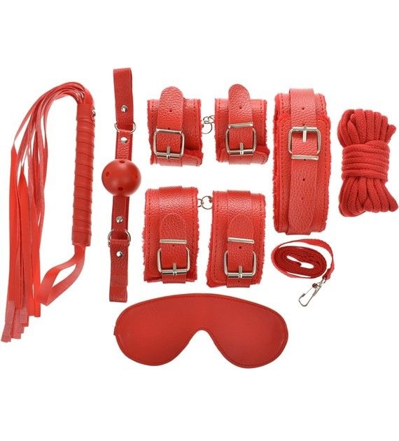 Kit complet BDSM 7 piese FETISH SET 7 PIECES RED - 1 | YEO