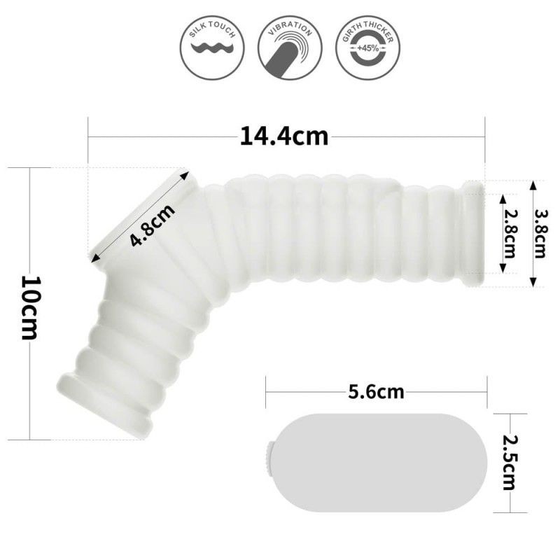 Manson penis cu vibratii Vibrating Silk Knights Ring with Scrotum Sleeve (White) - 2 | YEO