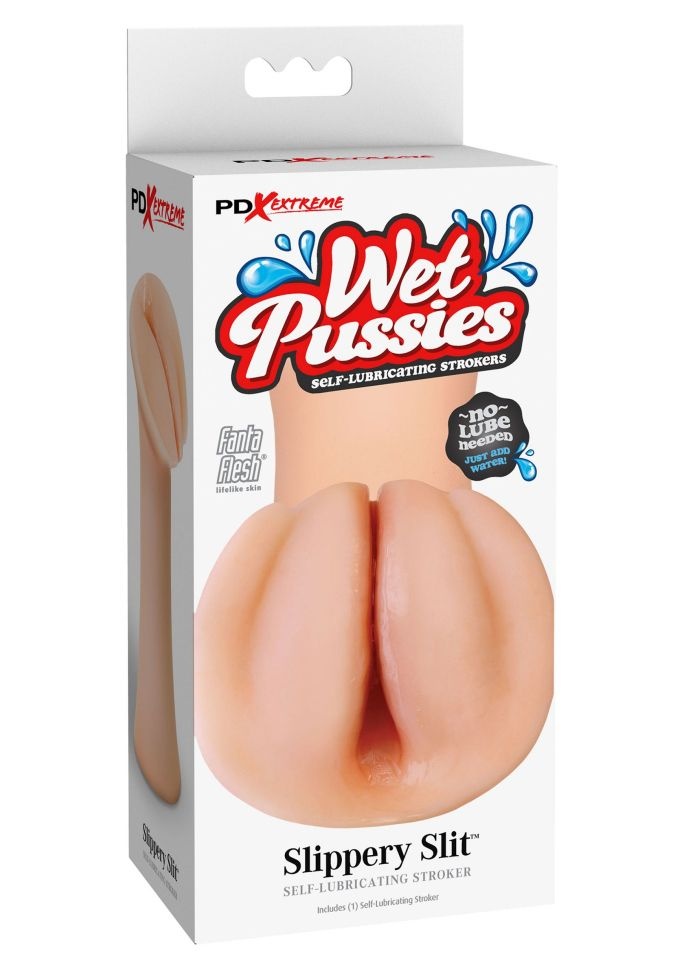 Masturbator pentru barbati cu auto-lubrifiere Wet Pussies - Slippery Slit, light skin tone