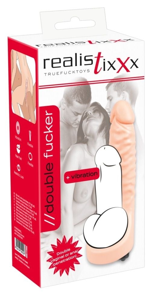 Penis elastic și inel de penis cu vibratii Double Fucker + Vibration (18 cm)