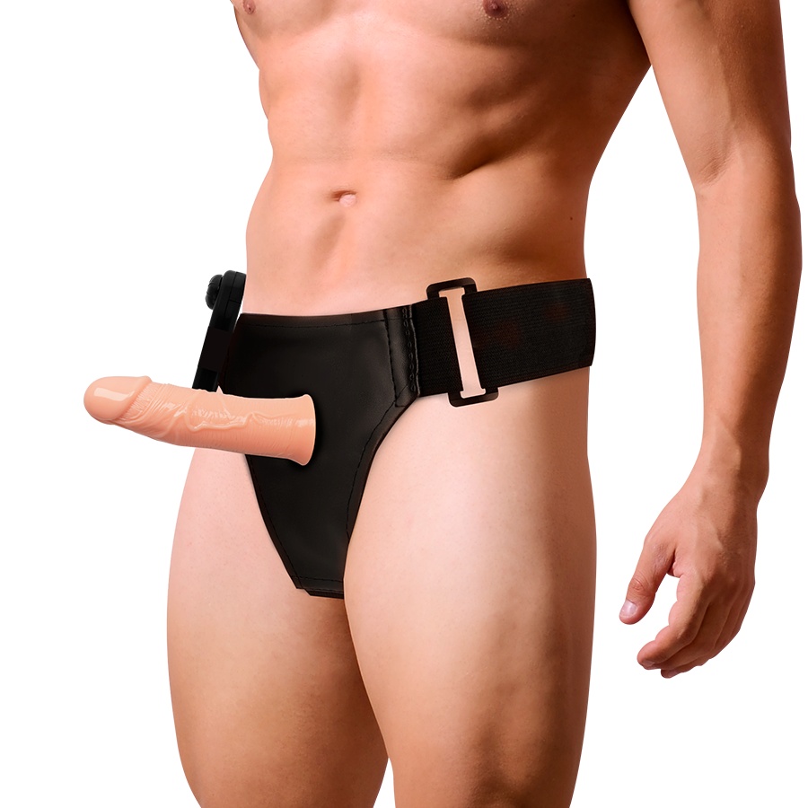 Strap-on cu prelungitor penis HARNESS ATTRACTION Gregory Hollow cu Vibrator 16.5 cm x 4.3 cm - 3 | YEO