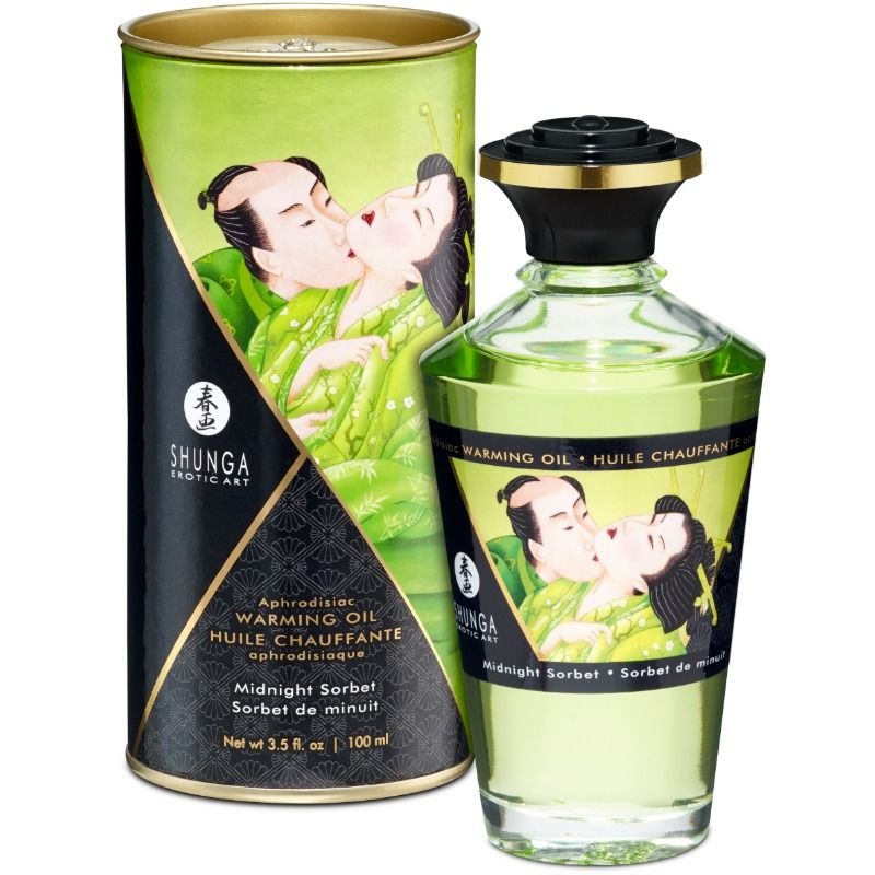 Ulei de masaj cu efect de încălzire, aromă Midnight Sorbet, 100 ml Shunga