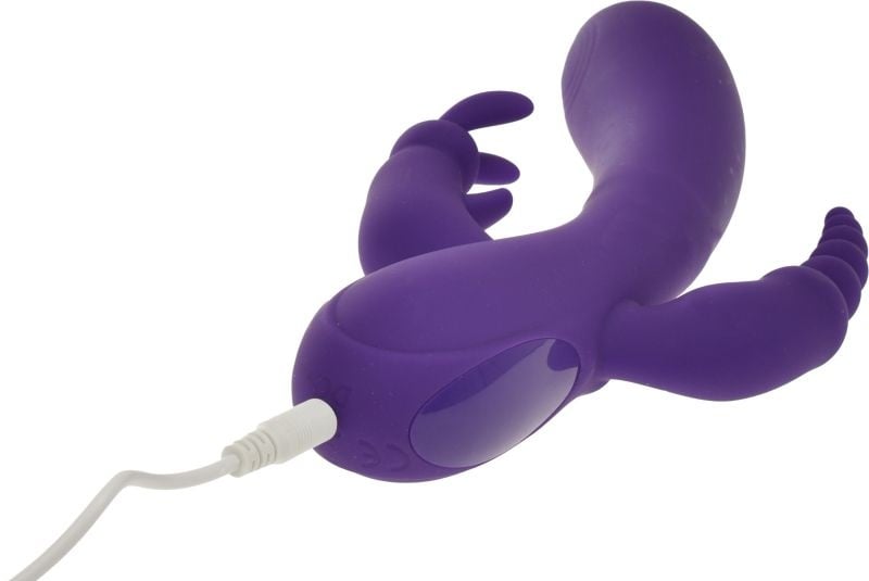 Vibrator 3-in-1 in stil iepure Triple Power Vibrator 10 Vibration Modes, Purple (22.5cm)