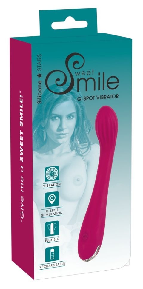 Vibrator curbat cu cap flexibil G-Spot Vibrator Sweet Smile (20 cm)