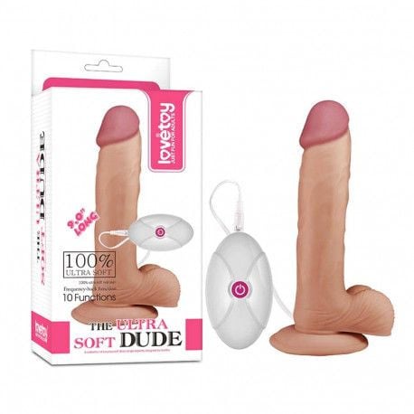 Vibrator de mari dimensiuni The Ultra Soft Dude - Vibrating Flesh 22.5cm