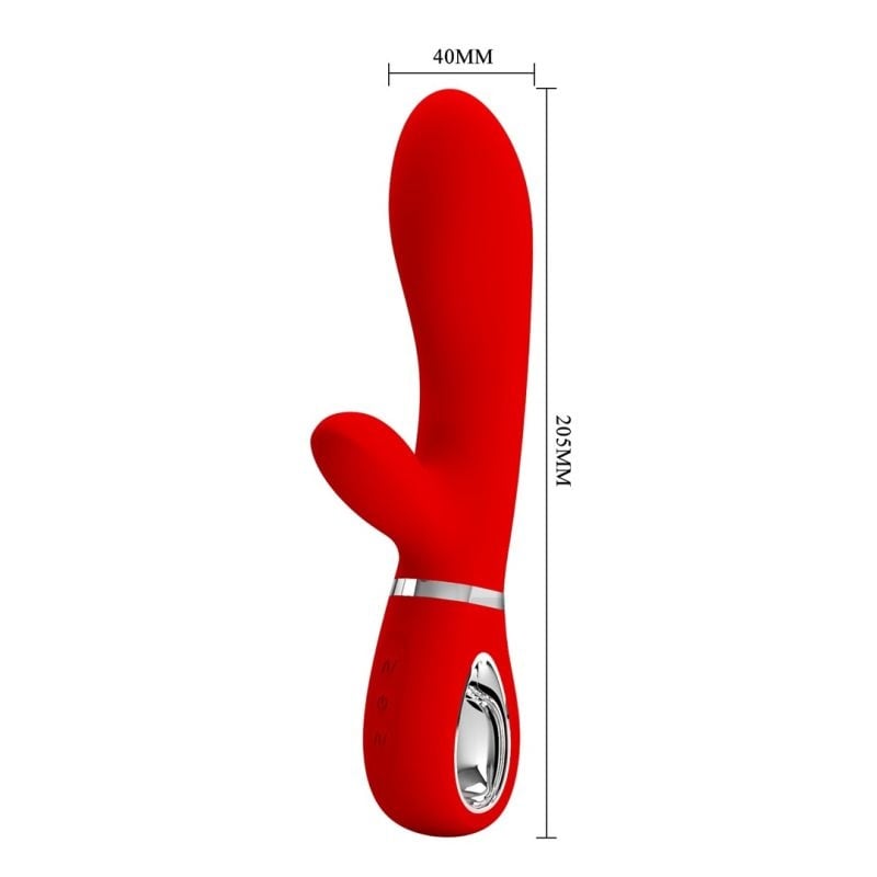 Vibrator Iepuras Thomas, 7 Moduri Vibratii, Silicon, USB, Rosu, 20.5 c