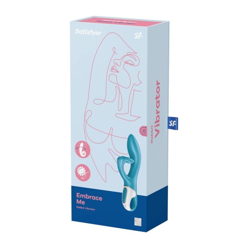 Vibrator stimulare dubla Satisfyer Embrace me, turquoise (21cm)