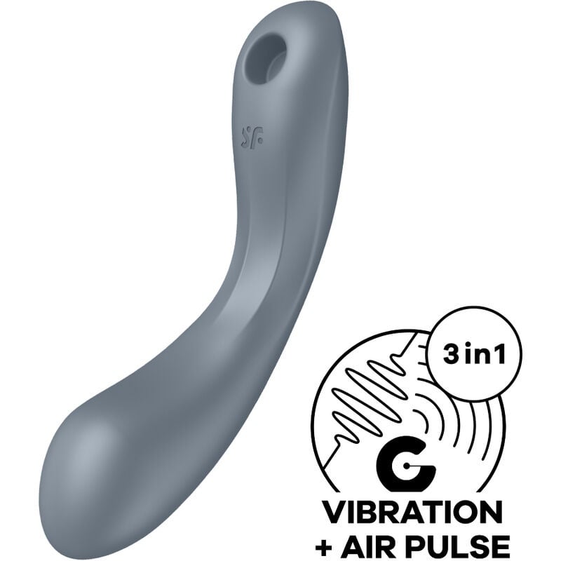 Vibrator stimulator cu impulsuri de aer Curvy Trinity 1 bluegrey (17,5cm) - 2 | YEO