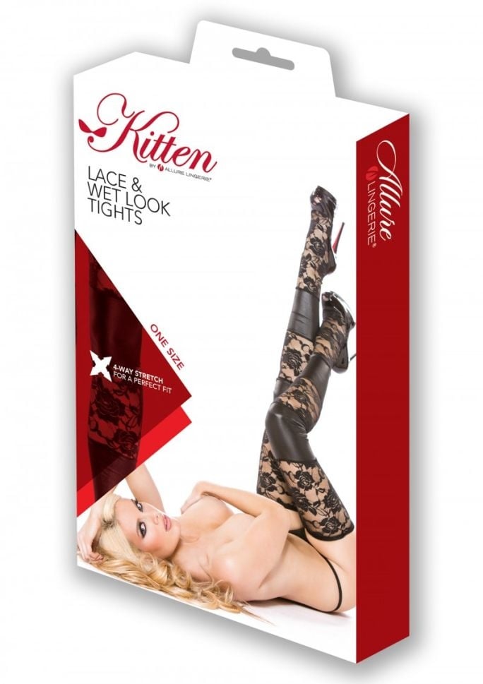 Wetlook Tights, Kitten Allure, black - OS - 1 | YEO