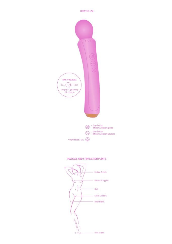 Aparat masaj vibrator wand The Curved Wand, Fuchsia (27 cm) - 2 | YEO