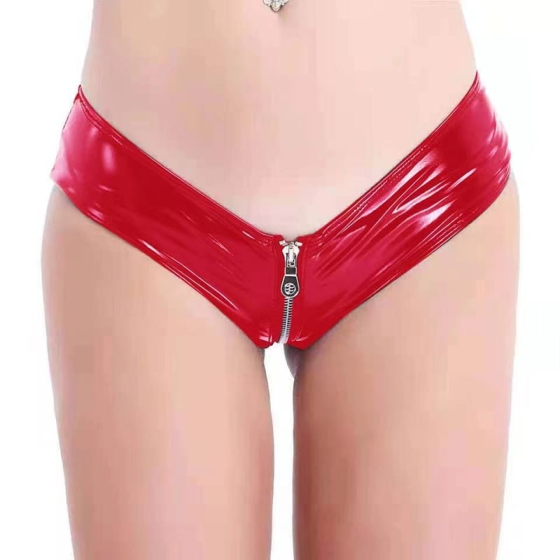 Bikini cu Fermoar, Wetlook, Marime L, Rosu