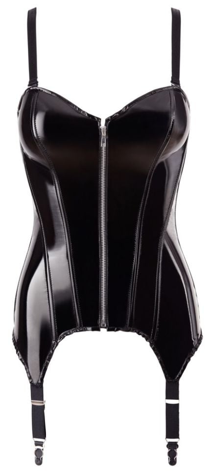 Corset de vinil cu intarituri Vinyl Basque, Black Level - S