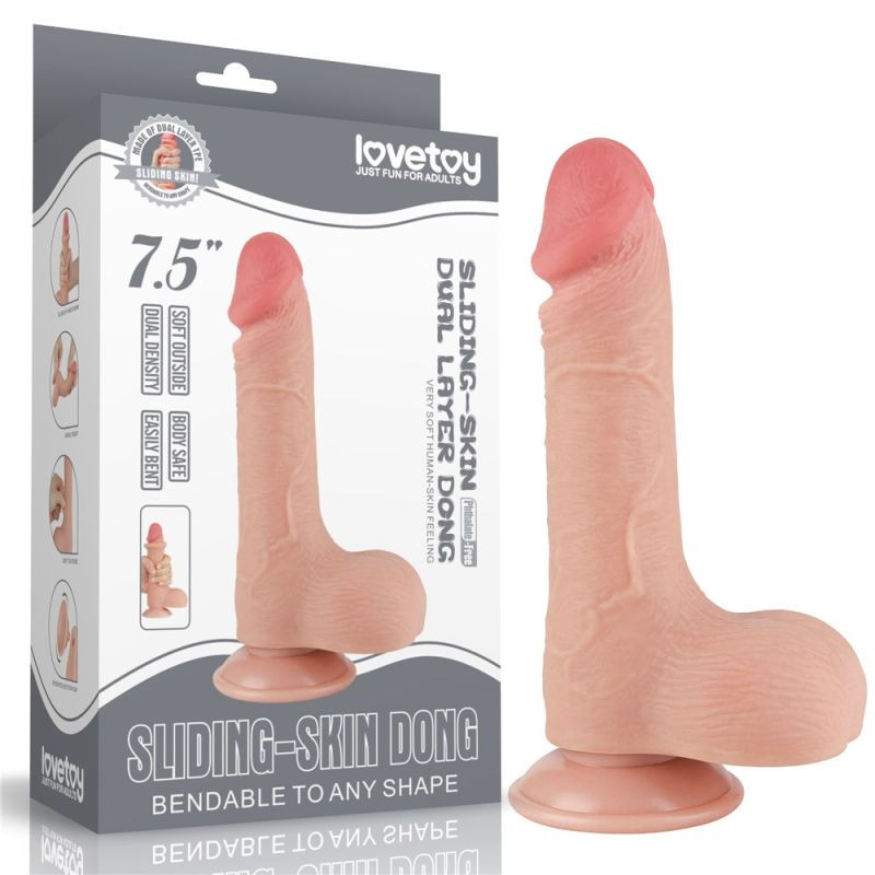 DILDO 7.5' SLIDING SKIN DUAL LAYER DONG FLESH (19.5cm)