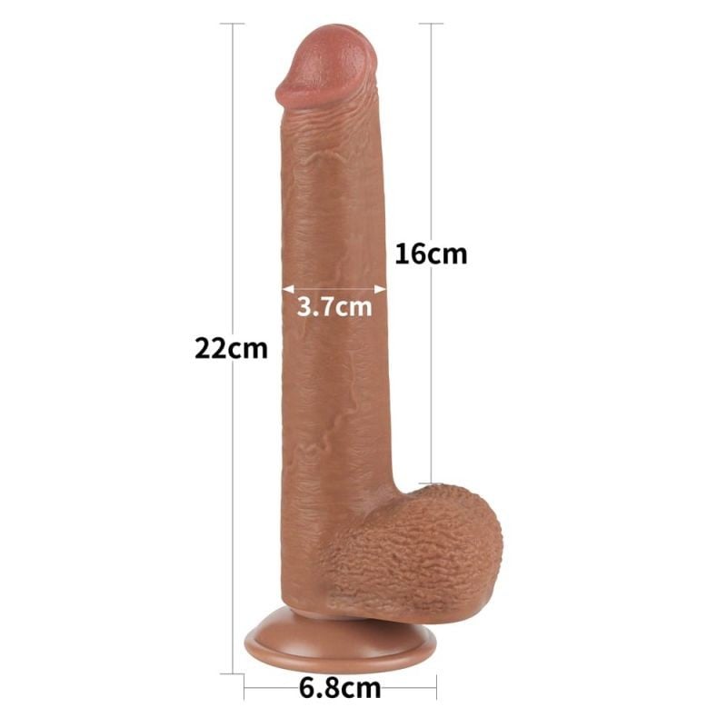 Dildo din material TPE super realist cu doua straturi 9' Sliding Skin Dual Layer Dong Brown (22cm)