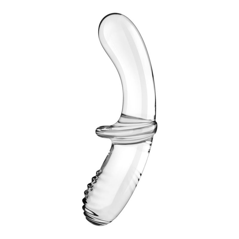 Dildo dublu din sticla borosilicata solida Satisfyer Double Crystal transparent (20cm)