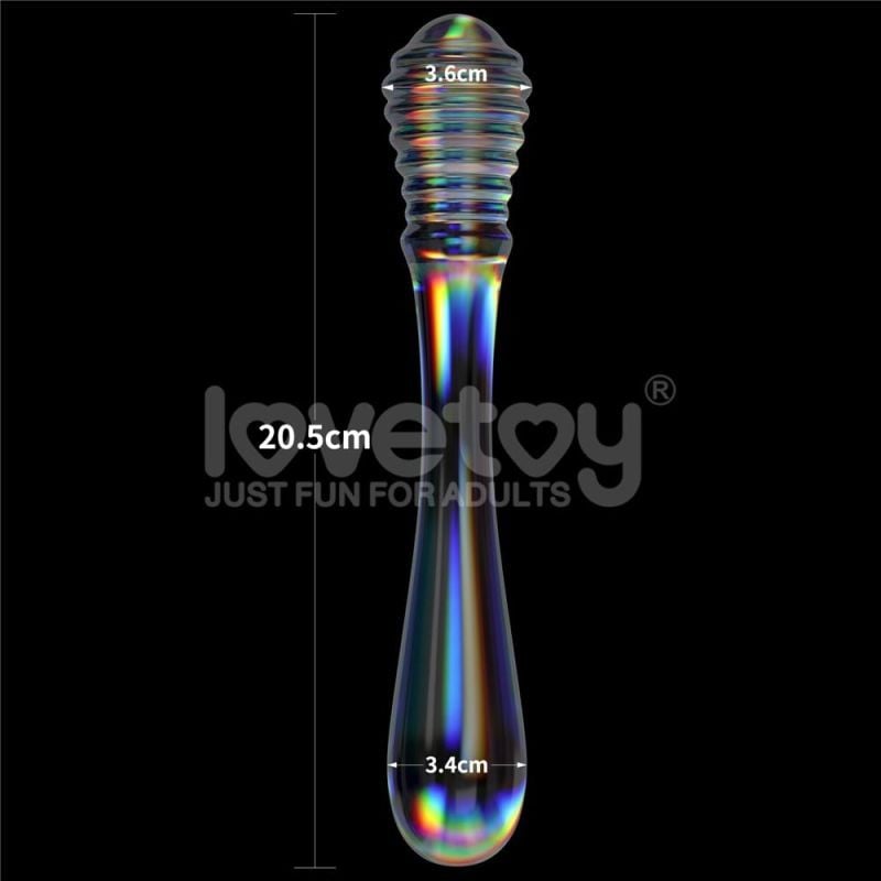 Dildo dublu din sticla borosilicată Twilight Gleam Glass Dildo- Twin Pleasures (20.5cm) - 2 | YEO