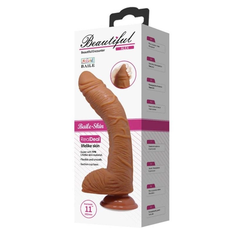 Dildo Mare Curbat Realist cu ventuza de fizare, Alex - Brown