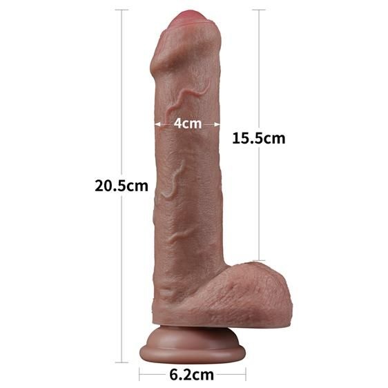 Dildo realist Nature Cock, Double Density Silicone, Brown, 20 cm - 1 | YEO