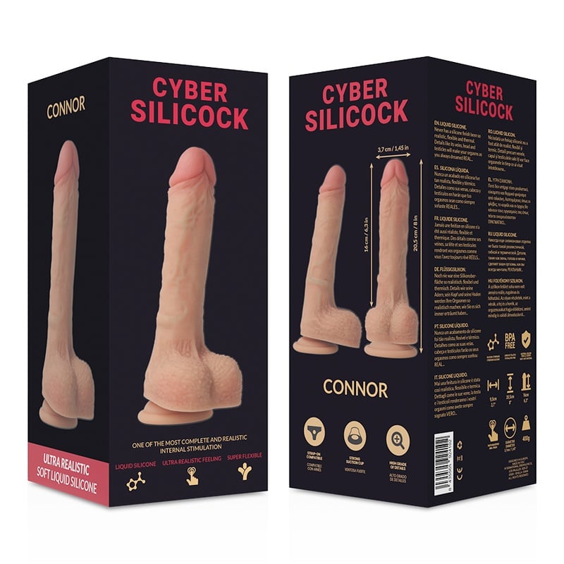 Dildo ultra-realist din silicon lichid moale CYBER SILICOCK CONNOR lungime 20.5 CM diametru 3.7 CM - 1 | YEO